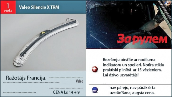 +bezrāmju birstīte ar nodiluma indikatoru un spoileri. Notīra stiklu praktiski pilnībā ar 15 vēzieniem. Lai dzīvo uzvarētājs!
-nav pāreju, nav pārāk ērta uzstādīšana, augsta cena.
