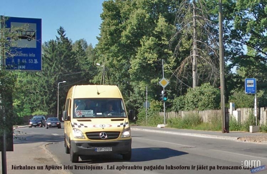 Luksafora modernizācija.
Jūrkalnes un Apūzes ielu krustojums 2007.gadā tika izbūvēts bez luksofora. Šis krustojums kļuva par vienu no bīstamākajiem krustojumiem Rīgā, kurā ik dienu notika CSNg ar smagām sekām. Tika uzstādīts pagaidu luksofors uz betona blokiem, kurš traucē gājējiem it sevišķi tiem, kuri stumj bērnu ratiņus. Lai apbrauktu pagaidu luksoforu ir jāiet pa braucamo daļu.
