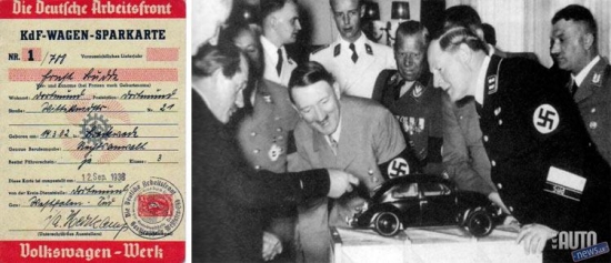 Ādolfs Hitlers, kurš lika vācu ļaudīm iegādāties Kraft durch Freude (spēks caur prieku) organizācijas obligācijas, uz kuru pamata vēlāk varēšot saņemt katrs vienu jauno „Volkswagen” automašīnu. Obligāciju pirkšanas brīdī vēl nebija pat Volfsburgas rūpnīcas, un pirmās “vaboles” Ferdinands Porše uzbūvēja Daimler Benz ražotnē. 